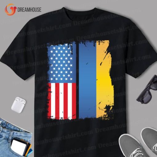 Patriotic Half Ukrainian Flag United States Gift Shirt