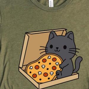 Pizza Cat Tee, Funny Cat Eating Pizza Tee, Kitty Pizza Shirt, Funny Kitty Shirt