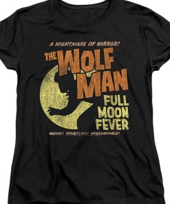 Womens Full Moon Fever Wolf Man Shirt