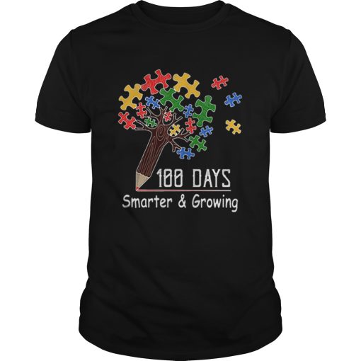 100 days smartergrowing tree of life puzzle Autism Awareness shirt