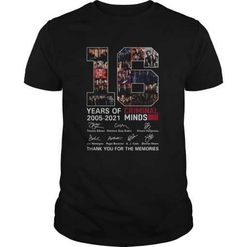 16 Years Of Criminal Minds 2005 2021 Thank You For The Memories shirt