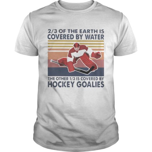 23 of the earth is covered by water the other 13 is covered by hockey goalies vintage retro shirt