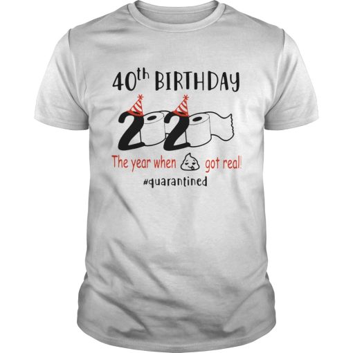40th Birthday 2020 The Year When Got Real Quarantined shirt