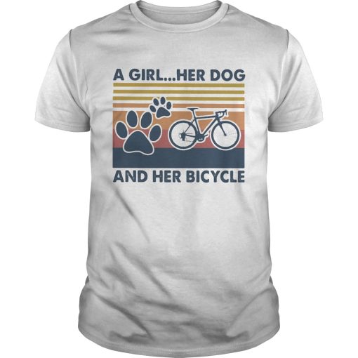 A girl her dog and her bicycle vintage retro shirt