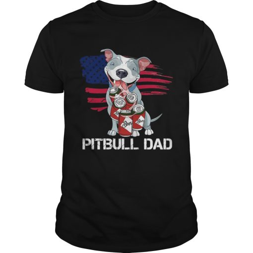 American Flag Pitbull Dad In Beer Father Day shirt
