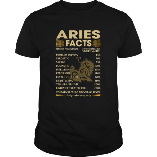 Aries Facts Serving per container Daily Value shirt
