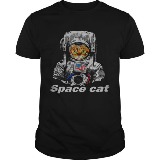 Astronaut Space Cat America flag shirt