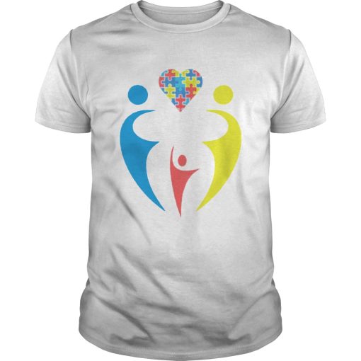Autism Awarness Family Trio Heart Puzzle shirt