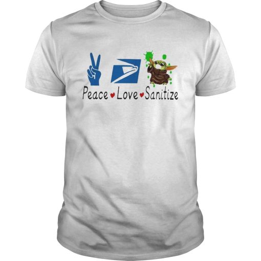 Baby Yoda Peace Love Sanitize United States Postal Service shirt
