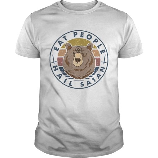 Bear Eat people hail satan Vintage retro shirt