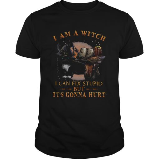 Black Cat I Am A Witch I Can Fix Stupid But Its Gonna Hurt shirt