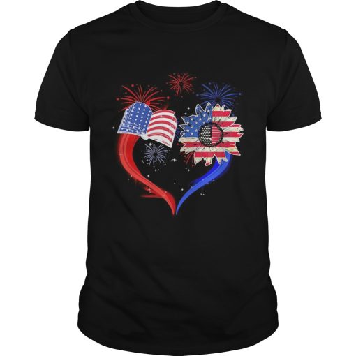 Book Flower Heart American Flag Independence Day shirt