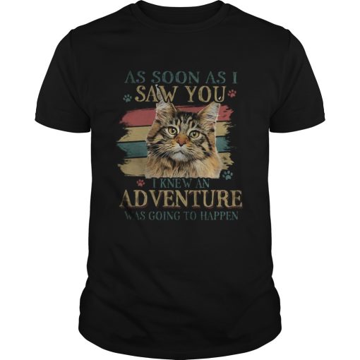Cat As soon as I saw you I knew an adventure was going to happen vintage retro shirt