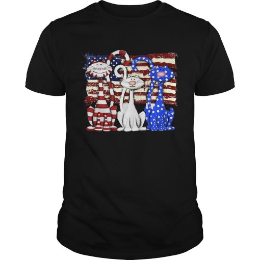 Cats 2 flag US American flag Independence Day veteran shirt
