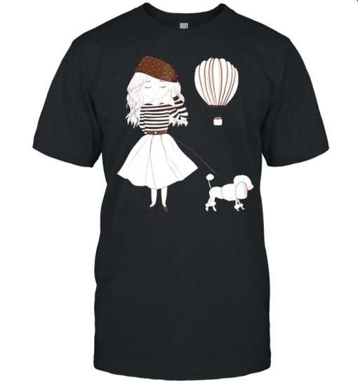 Girl And Poodle Air Balloon Classic Dog T-shirt