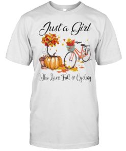 Just a girl who loves fall and cycling pumpkin shirt