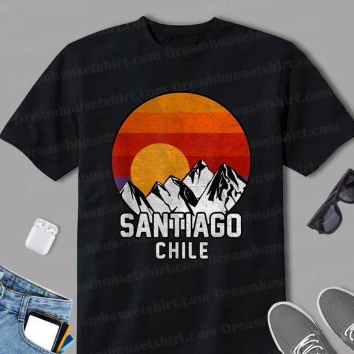 Santiago Chile Retro Mountain Sunset Design Shirt