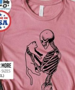 Skeleton And Cat Shirt Cat Shirt Cat Lover Shirt Cat Lady Gift Mothers Day Gift Cat Mom Shirt Cat Dad Shirt Skeleton Shirt 2