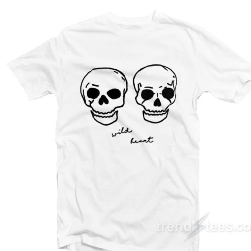 Wild Heart Embroidered Skulls Boyfriend Shirt