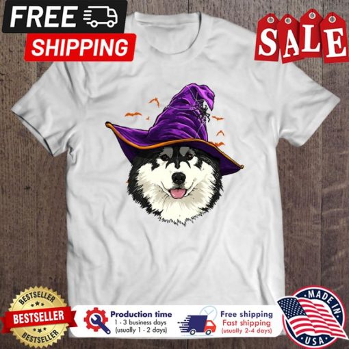 Alaskan Malamute Dog Witch Hat halloween shirt