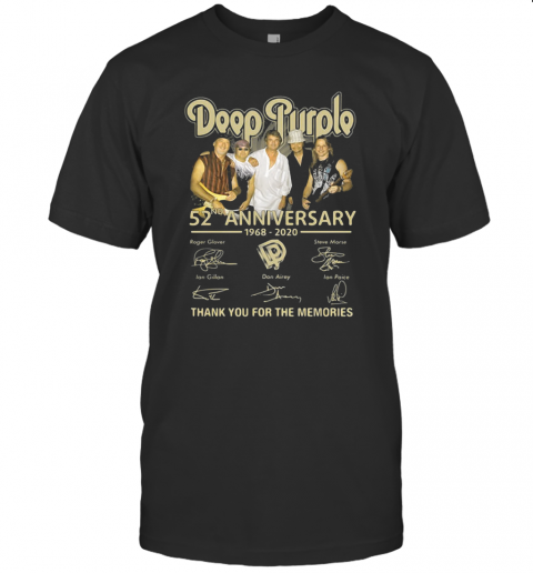 Deep Purple 52Nd Anniversary 1968 2020 Signatures Thank You For The Memories T-Shirt