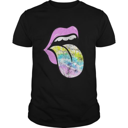 Lavender Rose Lips Tie Dye Tongue Out Pastel Spring shirt