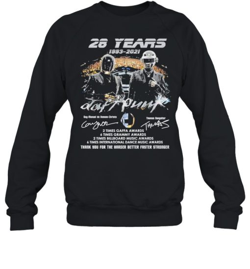 28 Years 1993 2021 Daft Punk Signatures Thank You For The Harder Better Faster Stronger Shirt