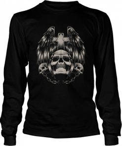 3 Skulls and Cross Tattoo Art Gothic Emo Punk Death Metal T Shirt 1