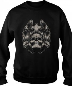 3 Skulls and Cross Tattoo Art Gothic Emo Punk Death Metal T Shirt 2