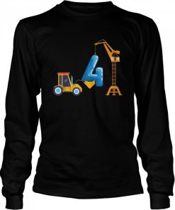 4th Birthday Party for Kid 4 Year Old Truck Tower Crane Shirt 1