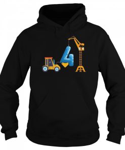4th Birthday Party for Kid 4 Year Old Truck Tower Crane Shirt 3