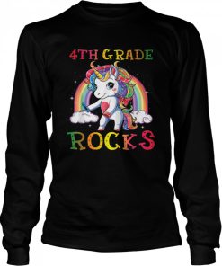 4th Grade Rocks Flossing Unicorn Cute Back To shirt 1