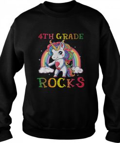 4th Grade Rocks Flossing Unicorn Cute Back To shirt 2