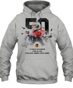 50 Corey Crawford Chicago Blackhawks 2x Stanley Cup Champion 2x NHL all star 2x William M Jennings trophy winner shirt 2