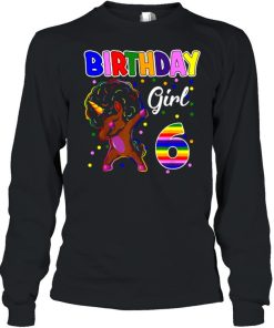 6th Birthday Black Girl 6 Years Old Awesome Unicorn Dabbing Shirt 1