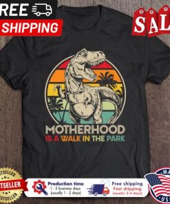 T rex motherhood is a walk in the park retro sunset vintage shirt 5