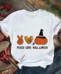 Halloween Skeleton Peace Love Halloween With Scary Pumpkin T Shirt