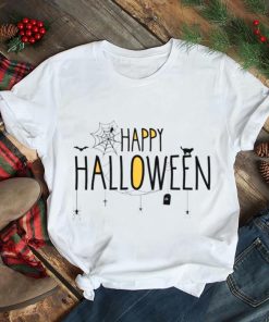 Happy Bat Spider Cat Cross Cobweb Rip Halloween shirt