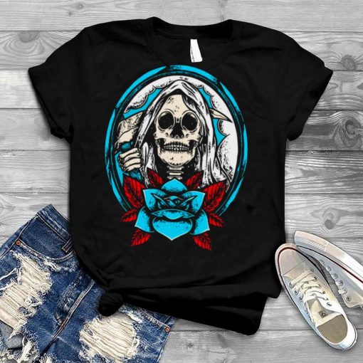 Happy Halloween Skull With Blue Roses shirt