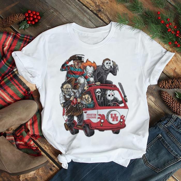 Houston Cougars Horror Movies Characters Bus Halloween 2023 T Shirt Houston Cougars Horror Movies Characters Bus Halloween 2023 T Shirt