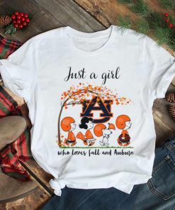 Just A Girl Who Loves Fall and Auburn Peanuts Cartoon Halloween T shirt