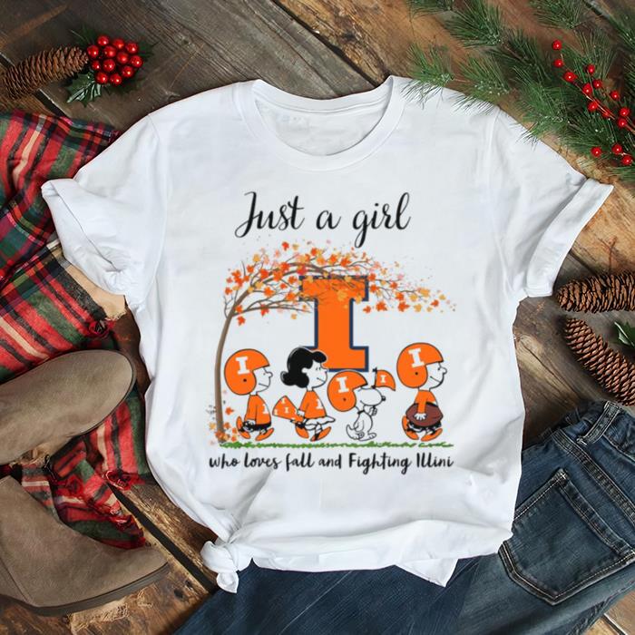 Just A Girl Who Loves Fall and Fighting Illini Peanuts Cartoon Halloween T shirt Just A Girl Who Loves Fall and Fighting Illini Peanuts Cartoon Halloween T shirt