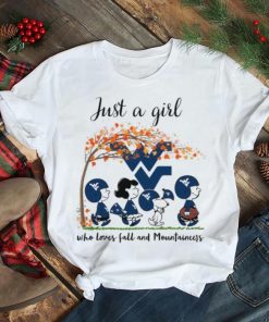 Just A Girl Who Loves Fall and Mountaineers Peanuts Cartoon Halloween T shirt