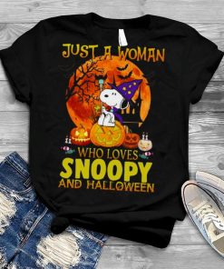 Just A Woman Who Lives Snoopy And Halloween Snoop Dog Autumn Pumpkins shirt