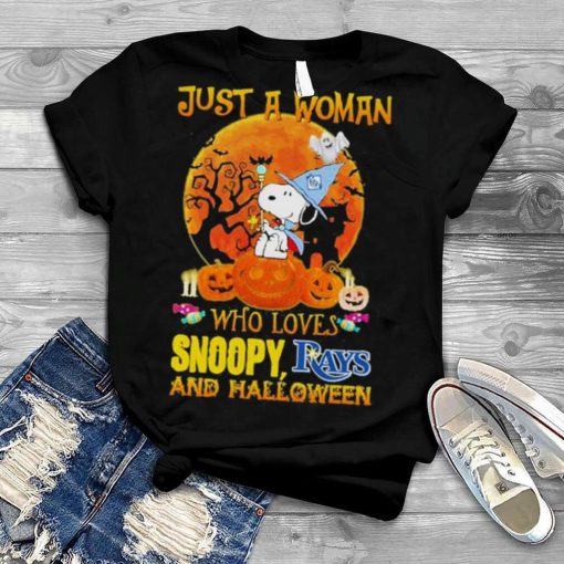 Just A Woman Who Loves Snoopy Rays And Halloween 2023 Shirt