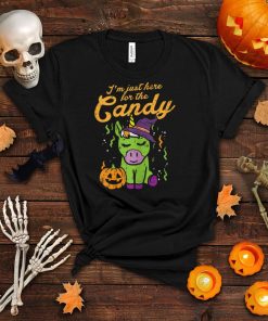 Just Here For The Candy Trick Treat Unicorn Halloween Girls T Shirt