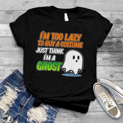 Just Think I’m A Ghost Halloween Pumpkin Skeleton Graphic T Shirt