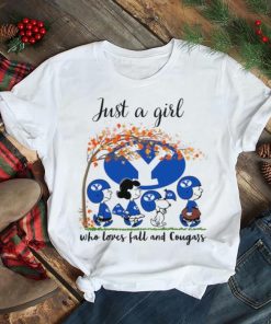Just a Girl Who Loves Fall and Cougars Peanuts Cartoon Halloween T shirt