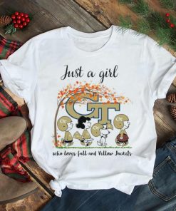 Just a Girl Who Loves Fall and Georgia Tech Yellow Jackets Peanuts Cartoon Halloween T shirt