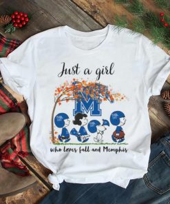 Just a Girl Who Loves Fall and Memphis Peanuts Cartoon Halloween T shirt